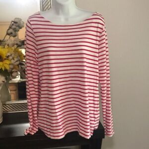 Banana Republic Boxy White and Pink Long Sleeve Tee